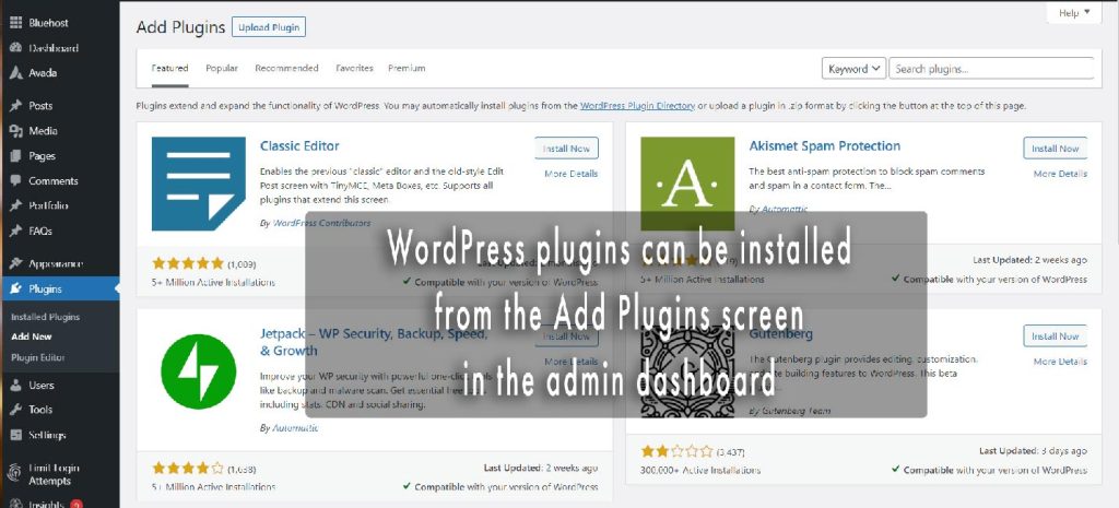 WordPress Plugin Screen
